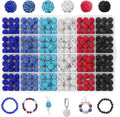 240pcs 10mm Rhinestone Beads for Crafting, Sparkle Clay Beads Crystal Disco Ball for DIY Jewelry Making Bracelet Necklace Earring and Independence Day Decorations Clay Rhinestone Red and Blue Series