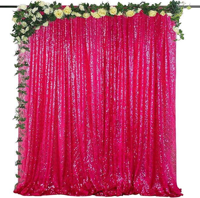 ShiDianYi 4FTX6FT-Fuchsia-SEQUIN Photo Backdrop, Wedding Photo Booth,Photography Background (Fuchsia)
