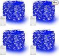 Dazzle Bright Fairy Lights Battery Operated, 4 Pack Total 80FT 240LED Silver Wire Waterproof Battery Operated String Lights, Christmas Decorations for Indoor Outdoor Bedroom Yard Decor, Blue