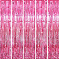 GOER 3.2 ft x 8.2 ft Metallic Tinsel Foil Fringe Curtains Party Photo Backdrop Party Streamers for Galentines Day,Birthday,Graduation,New Year Eve Decorations Wedding Decor (5 Packs,Hot Pink)