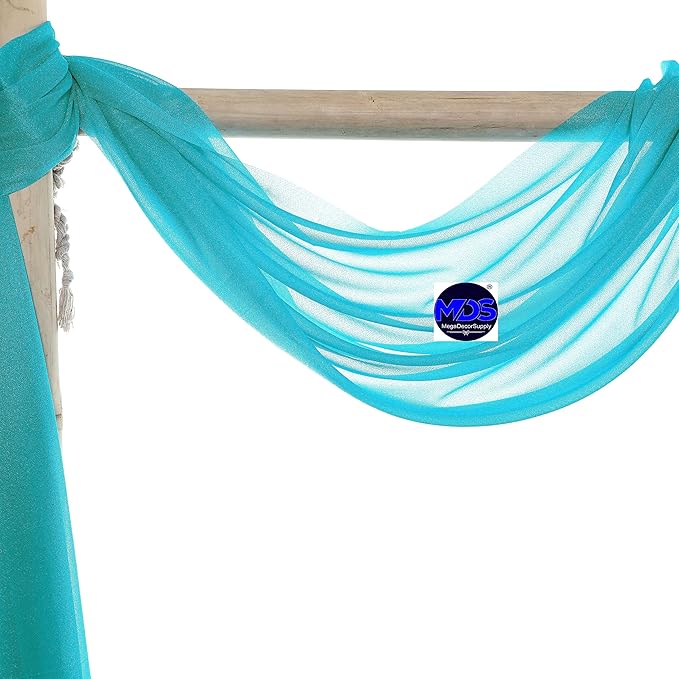 MDS Halloween Chiffon Draping Fabric - 1 Panel, 30" Wide x 20ft Long - Sheer Spooky Arbor & Canopy Drapery for Haunted House Backdrops, Party Ceilings, DIY Costumes & Themed Events - Peacock Blue