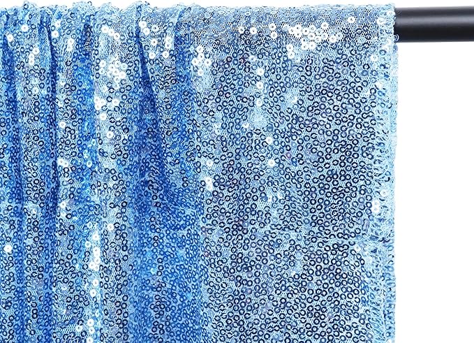 Poise3EHome Baby Blue Sequin Backdrop Curtains, 2 PCS 5FT x 10FT Glitter Panels for Birthday Party Baby Shower Wedding Christmas Thanksgiving Holiday Festival Decor