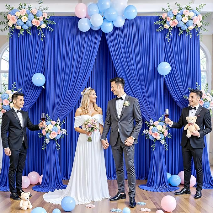 40ft x 12ft Royal Blue Backdrop Curtains Wrinkle Free Backdrop Curtain for Wedding Parties Blue Fabric Backdrops Drapes Back Drop Cloth Bridal Shower Stage Curtains Wedding Decorations for Reception