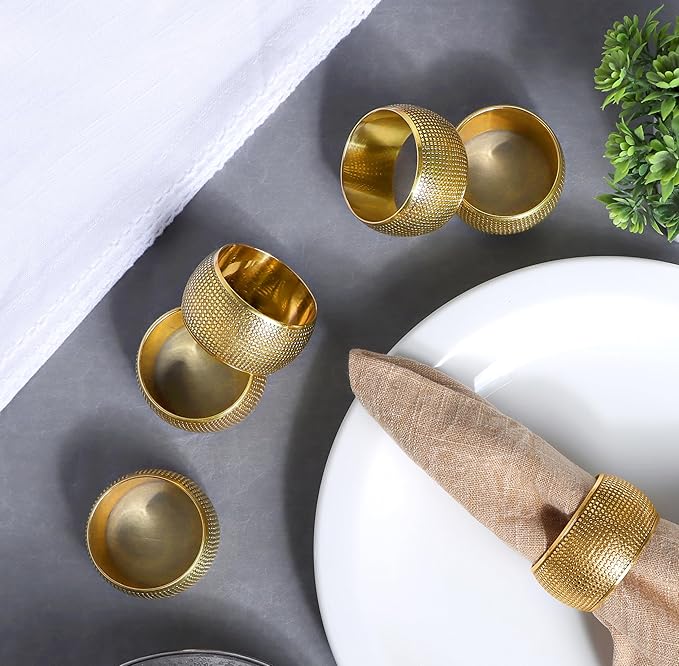 Gold Napkin Rings Set of 12 - Metal Napkin Rings for Dinner Parties, Weddings Receptions, Family Gatherings, or Everyday Use - Metallic Adornment for Table Décor Accessories - ALPHA Living HOME