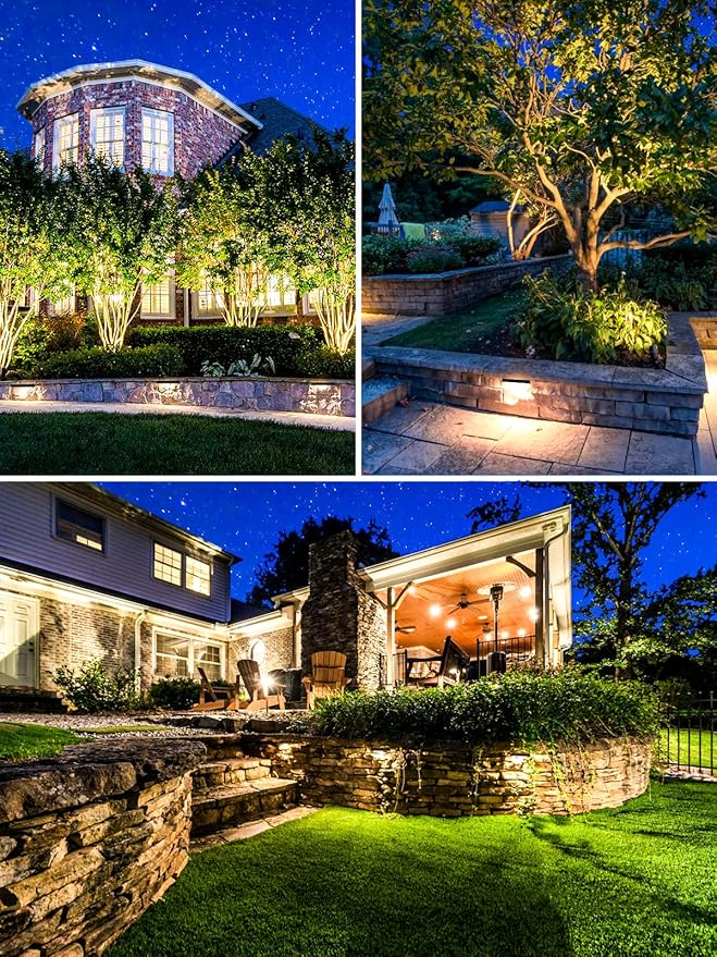 5W Retaining Wall Lights 7 inch LED Hardscape Lighting Low Voltage Landscape Paver Lights 12V 24V Step Lights Outdoor IP66 Waterproof 3000K Soft White Stair Deck Lighting(2 Pack+Connectors)