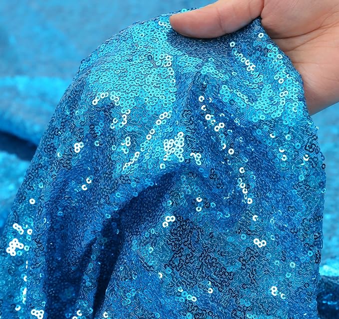 Eternal Beauty Turquoise Sequin Backdrop, 4x7 Ft Glitter Background Curtains for Shimmer Photography Party Wedding Birthday Back Drop Decor