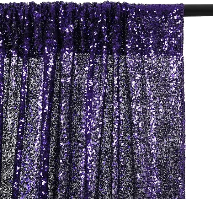 Poise3EHome Purple Sequin Backdrop Curtains, 2 PCS 5FT x 10FT Glitter Panels for Halloween Party Birthday Wedding Christmas Thanksgiving Holiday Festival Decor