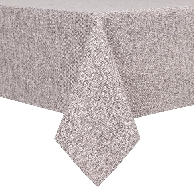 Hiasan Faux Linen Rectangle Tablecloth - Wrinkle and Stain Resistant Washable Table Cloth for Kitchen Dining Room Holiday Table Cover for Party Dinner, Stone, 70 x 140 Inch