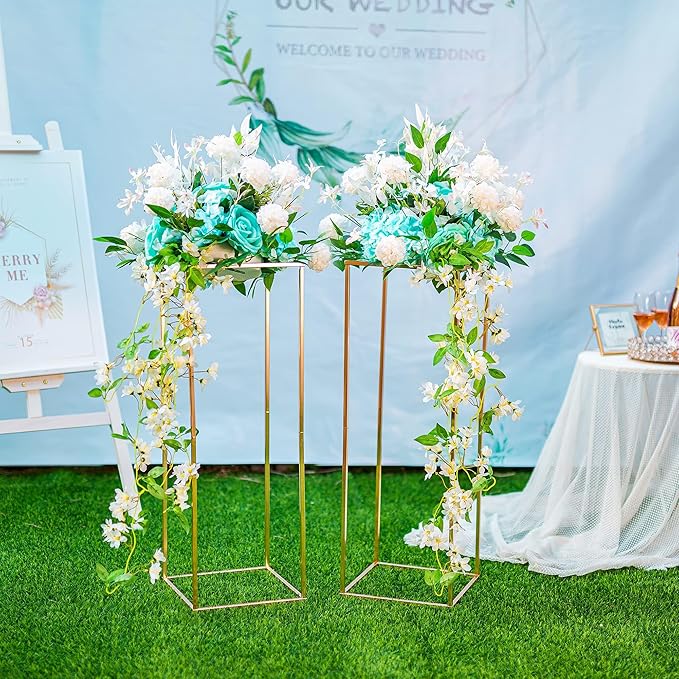 Gold Flower Stand for Table: 31.5” Tall Centerpiece Stand for Wedding Table Reception Floral Center Pieces with Home Decoration Party Event 2 PCS