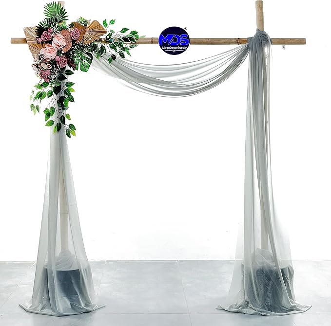 MDS Halloween Chiffon Draping Fabric - 1 Panel, 30" Wide x 40ft Long - Sheer Spooky Arbor & Canopy Drapery for Haunted House Backdrops, Party Ceilings, DIY Costumes & Themed Events - Gray
