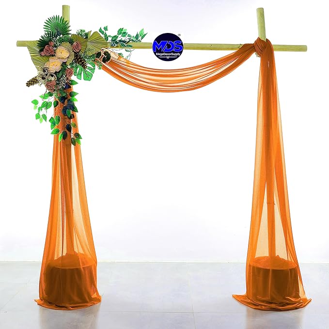 MDS Halloween Chiffon Draping Fabric - 2 Panel, 30" Wide x 30ft Long - Sheer Spooky Arbor & Canopy Drapery for Haunted House Backdrops, Party Ceilings, DIY Costumes & Themed Events - Orange