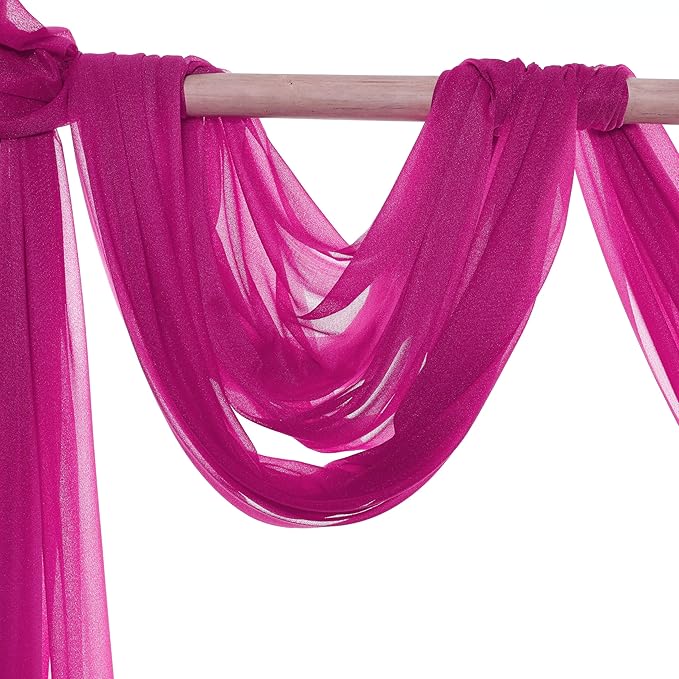 VDS Pack of 1 Panel (30 Inch X 50 Feet) Wedding Arch Draping Fabric Sheer Chiffon Fabric Drapery for Wedding Ceremony Reception Swag Backdrop Canopy Chuppah ARBO Altars Decoration (Magenta)