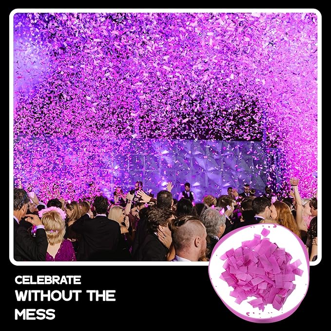 Ultimate Confetti, Pink Biodegradable Confetti - Rectangular Fluttering Tissue Paper Confetti for Cannon and Launcher use – Best for Gender Reveal, Wedding, Parties, and Live Events - 1 lb, 16 oz
