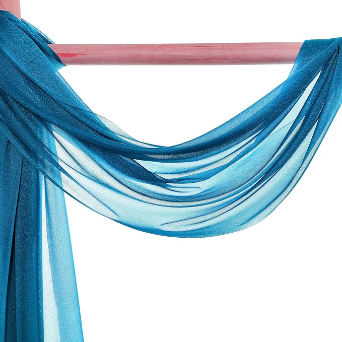 VDS Pack of 1 Panel (30 Inch X 50 Feet) Wedding Arch Draping Fabric Sheer Chiffon Fabric Drapery for Wedding Ceremony Reception Swag Backdrop Canopy Chuppah ARBO Altars Decoration (Dark Teal)