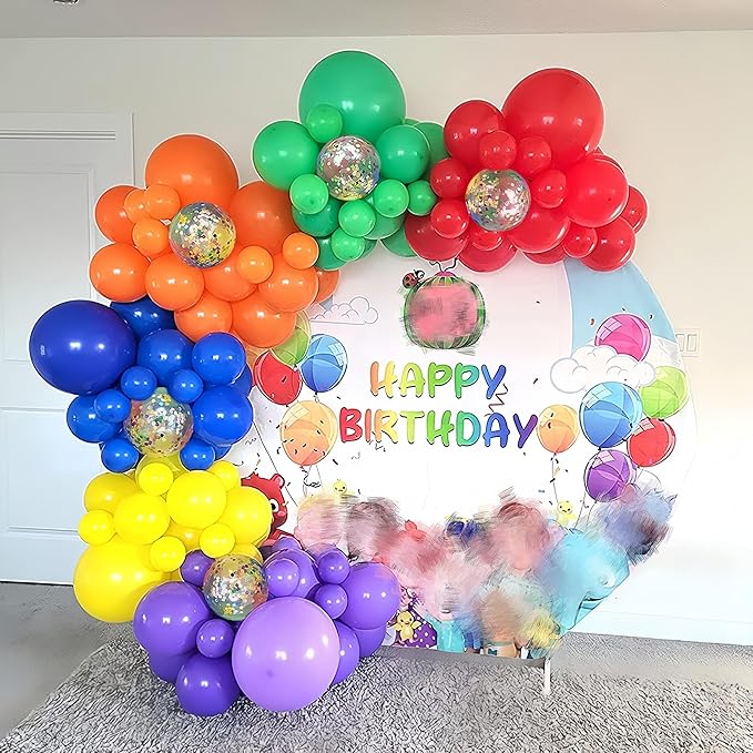 Red Yellow Blue Balloons, Rainbow Assorted Latex Balloons, Red Blue Green Yellow with Colourful Confetti Balloon, for Birthday, Festival, Carnival Circus, Robot Blocks, Video Game Party Decor