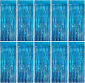 Tinsel Curtain Party Backdrop Blue Birthday Party Decorations 10 Packs Glitter Foil Fringe Curtain Party Decor Streamers Photo Booth for Birthday Christmas Wedding Halloween Graduation Decorations