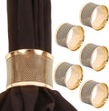 Brass Base Artistic Handcrafted Beautiful Round Shape Large Size Party Dining Table Napkin Holders in Antique Gold Tone. (Set of 6).