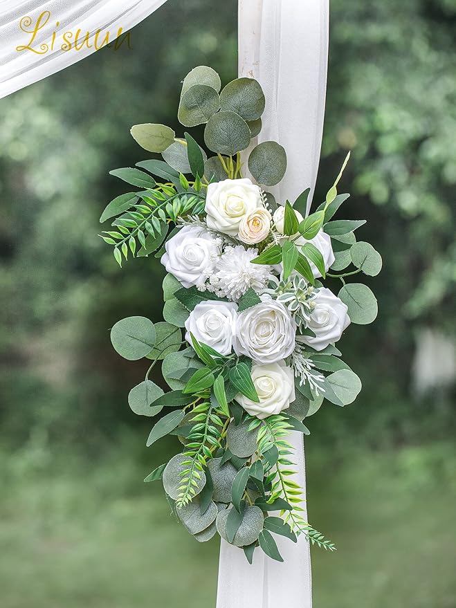 Wedding Arch Flowers, Artificial Flowers for Decoration, Large Flower Swag for Boho Styles Wedding Ceremony Floral Decor - Pack of 2