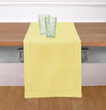 Solino Home Yellow Table Runner 108 Inches Long - Cotton Linen Hemstitch 14 x 108 Inch Table Runner for Dining
