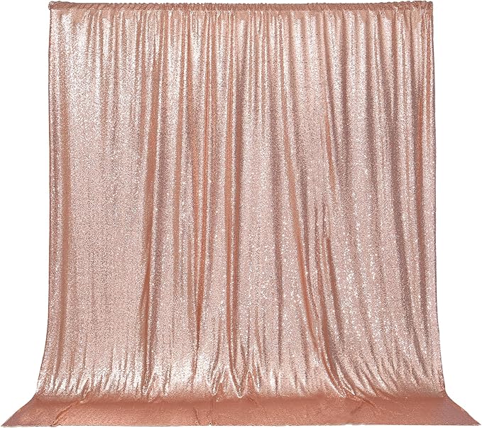 PartyDelight Sequin Backdrop Rose Gold 6Ft x 8Ft Photograph Wedding Curtain Special Events