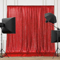 PartyDelight Red Sequin Backdrop Curtain 8FT X 8FT Sparkly for Wedding Party Room Decorations