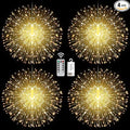 4 Pack String Lights - 225 LED 8 Modes Dimmable with Remote Control, Waterproof Copper Wire Decorative Hanging Bursting Star Lights for Party, Patio, Garden Decoration (Warm White)