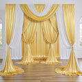 PartyVillage 50x10FT Gold Sequin Backdrop Curtain -10 Panels 5x10FT Wrinkle Free Shimmer Back Drop Cloth, Glitter Backdrop Drapes for Photography, Birthday, Wedding, Graduation Background