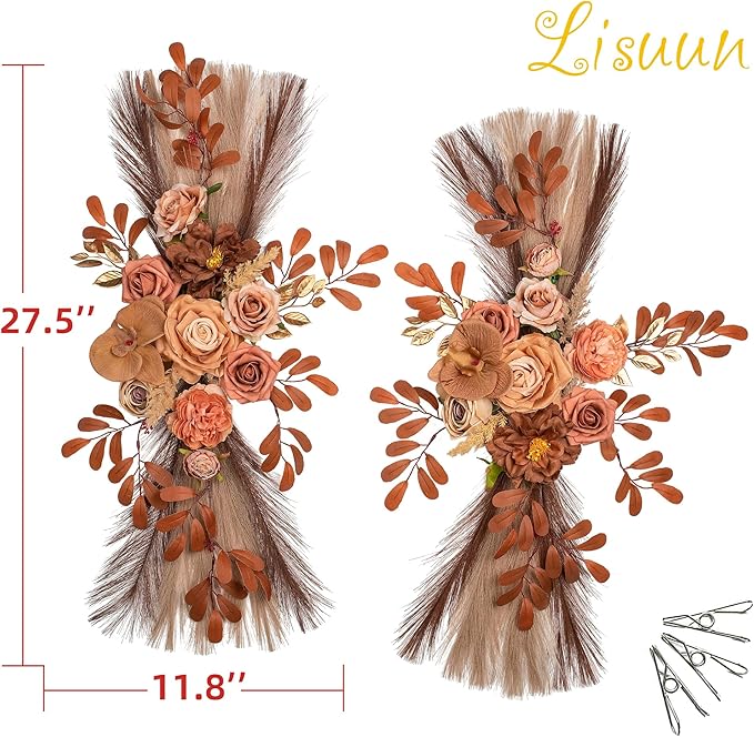 Wedding Arch Flowers, Artificial Flowers for Reception Backdrop and Welcome Ceremony Sign, Large Flower Swag for Dreamy Romantic Wedding Ceremony Floral Decor - Pack of 2