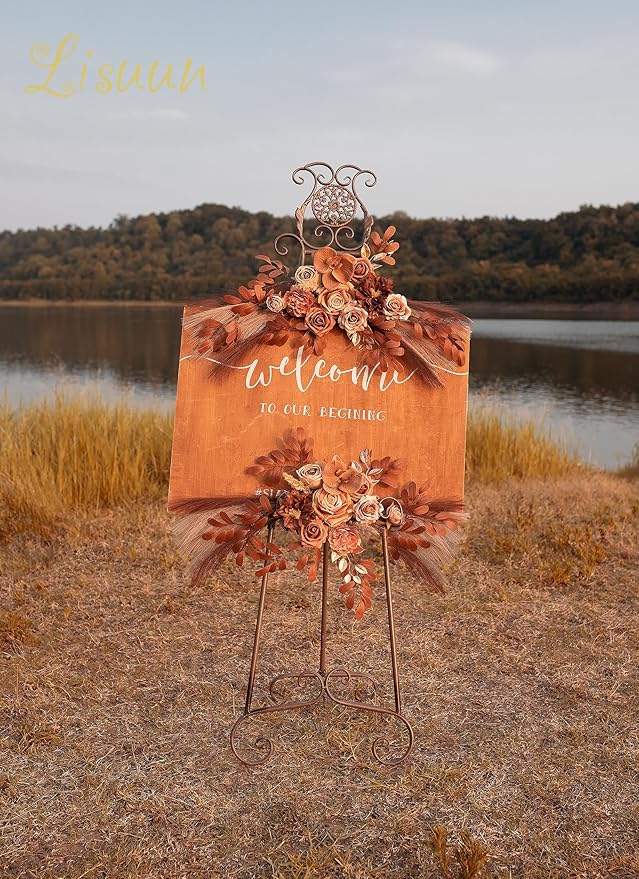 Wedding Arch Flowers, Artificial Flowers for Reception Backdrop and Welcome Ceremony Sign, Large Flower Swag for Dreamy Romantic Wedding Ceremony Floral Decor - Pack of 2