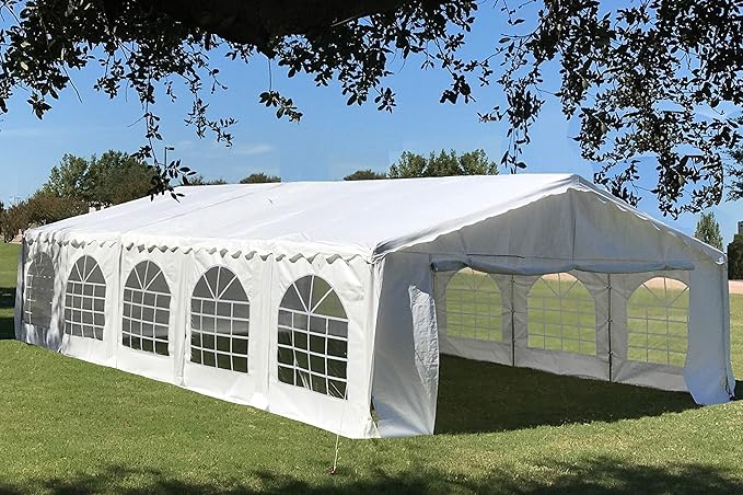 DELTA 32'x20' Budget PE Party Tent + (3) Long Storage Bags,Tents for Parties, Large Canopy Carpas para Fiestas, Big Wedding Party Event Tents with Waterproof Top for Patio Outdoor Garden Events