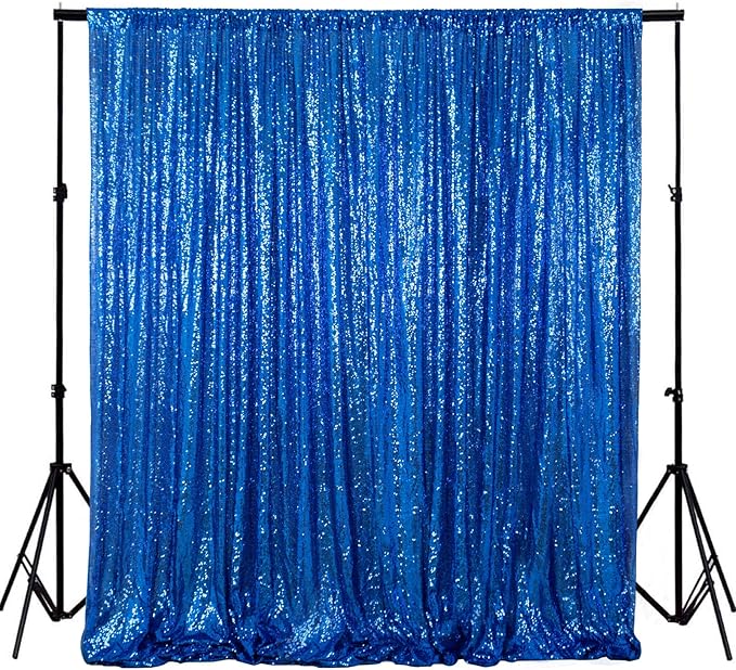 ShiDianYi 8 X 8, Ready to Dispatch,Sequin Backdrops, Sequin Photo Booth Backdrop, Party Wedding Sparkling Photography Prop (8ftx8ft, Royal Blue)