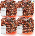 Dazzle Bright Orange Halloween Fairy String Lights, 4 Pack Total 80FT 240LED Copper Wire Battery Operated Waterproof Lights, Halloween Decorations for Indoor Home Outdoor Patio Yard Party Decor