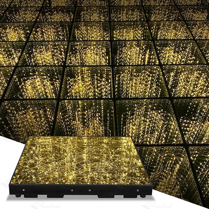 3D Mirror Gold Led Dance Floor Nightclub Decoration with Flight Case Wedding Party Dancing Floor 50x50cm Per Panel 25pcs