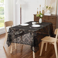 LinenZone Black Rectangle Tablecloth for Rustic Vintage Decor. Sheer Lace Tablecloth Works Great As Wedding Table Cloth or Christmas Table Cover (Mia TC 60 x 144, Black)