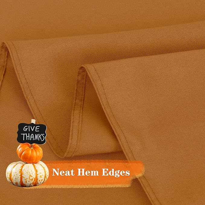 sancua Round Tablecloth 60 Inch(Fits 20-48 Inch Tables) - Water Resistant Spill Proof Washable Polyester Fall Table Cloth Decorative Fabric Table Cover for Dining Tables Thanksgiving Parties, Bronze