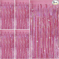 Tinsel Curtain Party Backdrop Pink Birthday Decorations 5 Packs Glitter Foil Fringe Curtain Party Decor Streamers Photo Booth for Birthday Christmas Wedding Halloween Graduation Decorations