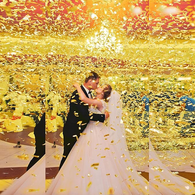 Sumind 200 Grams Gold Silver Large Metallic Confetti Rose Glitter Throwable Table Scatter Foil Confetti for Christmas Birthday Party Baby Shower Graduation Wedding Celebrations(Gold)