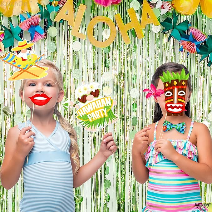 KatchOn, Hawaiian Luau Photo Booth Props - Pack of 22 | Luau Party Decorations | Hawaiian Photo Booth Props for Hawaiian Themed Party Decorations | Luau Photo Props for Hawaiian Party Decorations