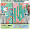 Lifelines FlowArt Activity Pad, 2-Pack - Guided Dot Art Meditations with Markers - Dot-by-Letter, Botanicals & Landscapes - Color by Number/Letter Coloring Books for Teens, Adults & Seniors