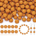 200pcs 10mm Rhinestone Beads for Jewelry Making, Golden Shiny Round Disco Ball Beads Bulk, Sparkle Crystal Clay Christmas for Bracelet Baseball Necklace Earring Crafting and DIY