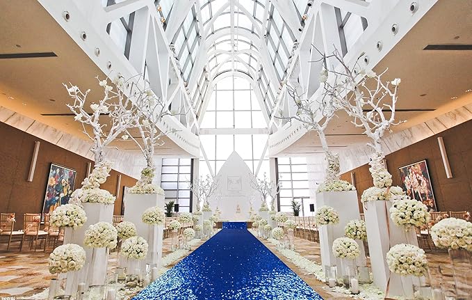 ShinyBeauty Royal Blue Sequin Aisle Runner, 2FTx15FT Glitter Carpet for Weddings, Parties & Special Events