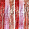 TONIFUL Valentine's Day Door Streamers,Red Pink and Rose Gold Photo Booth Backdrop Metallic Streamers Foil Fringe Curtain for Birthday Valentine's Day Bridal Shower Engagement Party Decoration