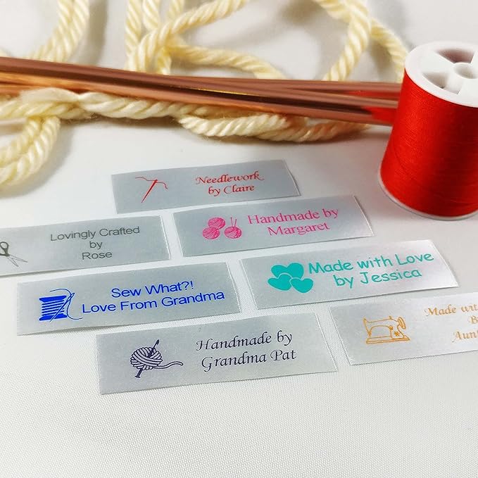 Personalized Satin Sewing Labels for Knitting, Quilting and Sewing Crafts 3/4" x 2 1/2" (20mm x 60mm) (250)