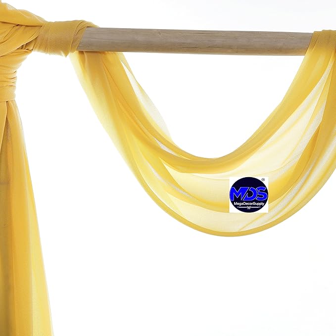 MDS Halloween Chiffon Draping Fabric - 2 Panel, 30" Wide x 20ft Long - Sheer Spooky Arbor & Canopy Drapery for Haunted House Backdrops, Party Ceilings, DIY Costumes & Themed Events - Gold