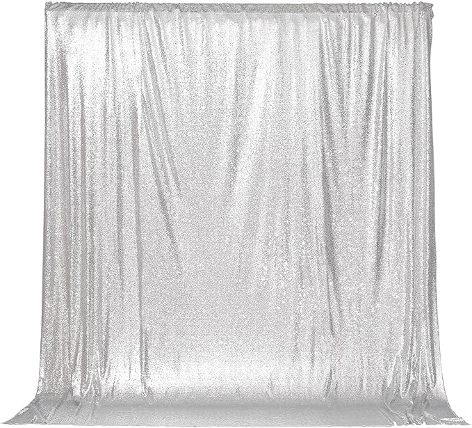 PartyDelight Silver Sequin Backdrop Photography Curtain Special Events Party 6Ftx7Ft
