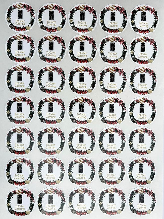 Custom Stickers for Weddings, Birthdays & Businesses - Personalized Labels with Your Logo - Waterproof, Fade and Heat Resistant - Pack of 100-1000 (Wreath E, 4 Inch)