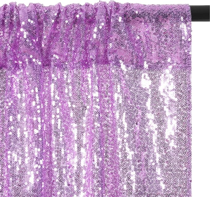 Eternal Beauty Lavender Sequin Backdrop, 8x8 Ft Glitter Background Curtains for Shimmer Photography Party Wedding Birthday Back Drop Decor