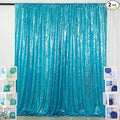 ShinyBeauty Turquoise Sequin Backdrop Curtain | 2 Panels 5Ft x 10Ft Glitter Wedding & Photography Background | Shimmer Curtains | Payette Sequin Aqua Blue Fabric Backdrop