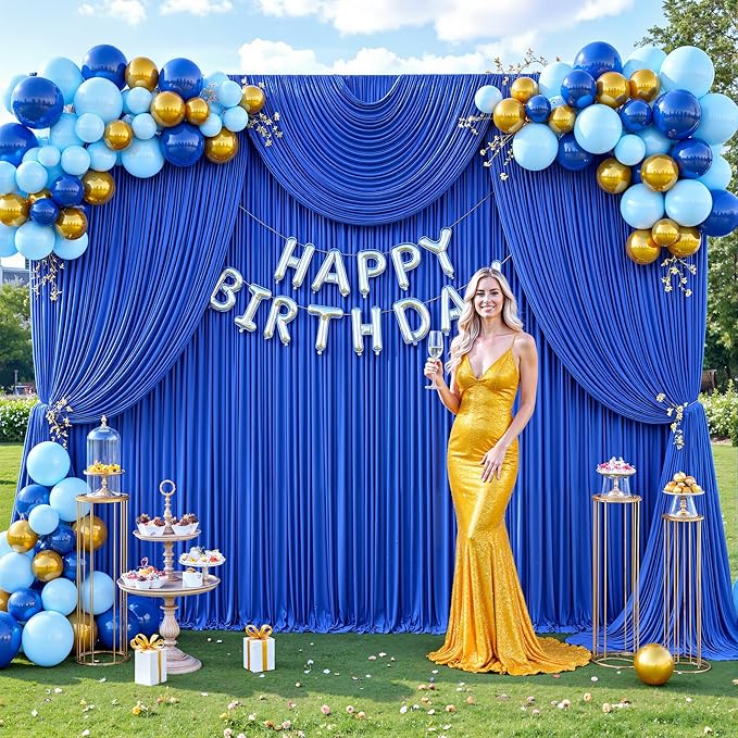 50ft x 12ft Royal Blue Backdrop Curtains Wrinkle Free Backdrop Curtain for Wedding Parties Blue Fabric Backdrops Drapes Back Drop Cloth Bridal Shower Stage Curtains Wedding Decorations for Reception