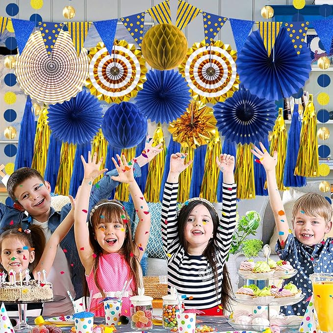 Paper Fans Party Decorations Glitter Paper Triangle Flag Pennant Banner Tassel Garland Circle Banners Party Supplies for Graduation,Bachelorette, Birthday, Wedding, Baby Shower